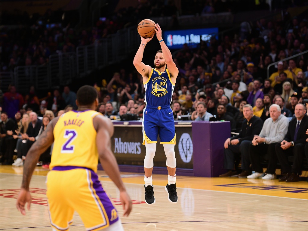 库里0.5秒绝妙出手逼里夫斯三分犯规，勇士三节11分优势压制湖人